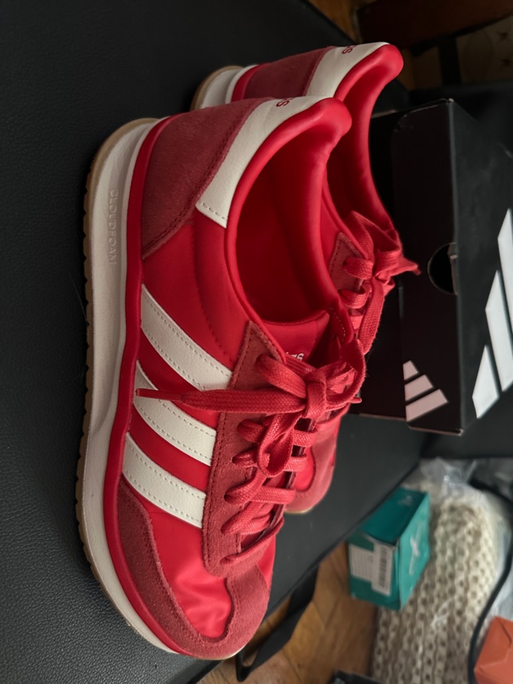 adidas Red and White Classic Low-Top Sneakers